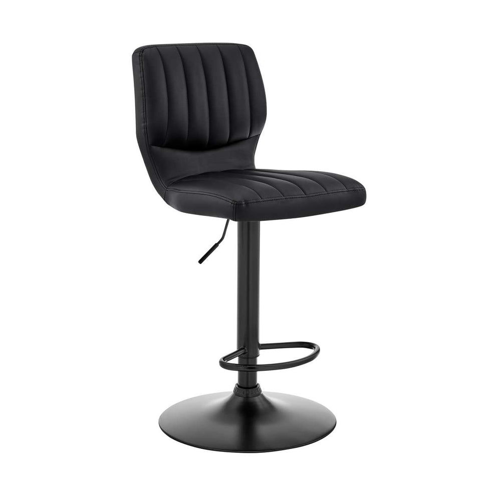 Bardot Adjustable Height Black Faux Leather Swivel Bar Stool By Armen Living | Bar Stools |  Modishstore 