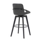 Baylor 30" Gray Faux Leather and Black Wood Swivel Bar Stool By Armen Living | Bar Stools | Modishstore - 3