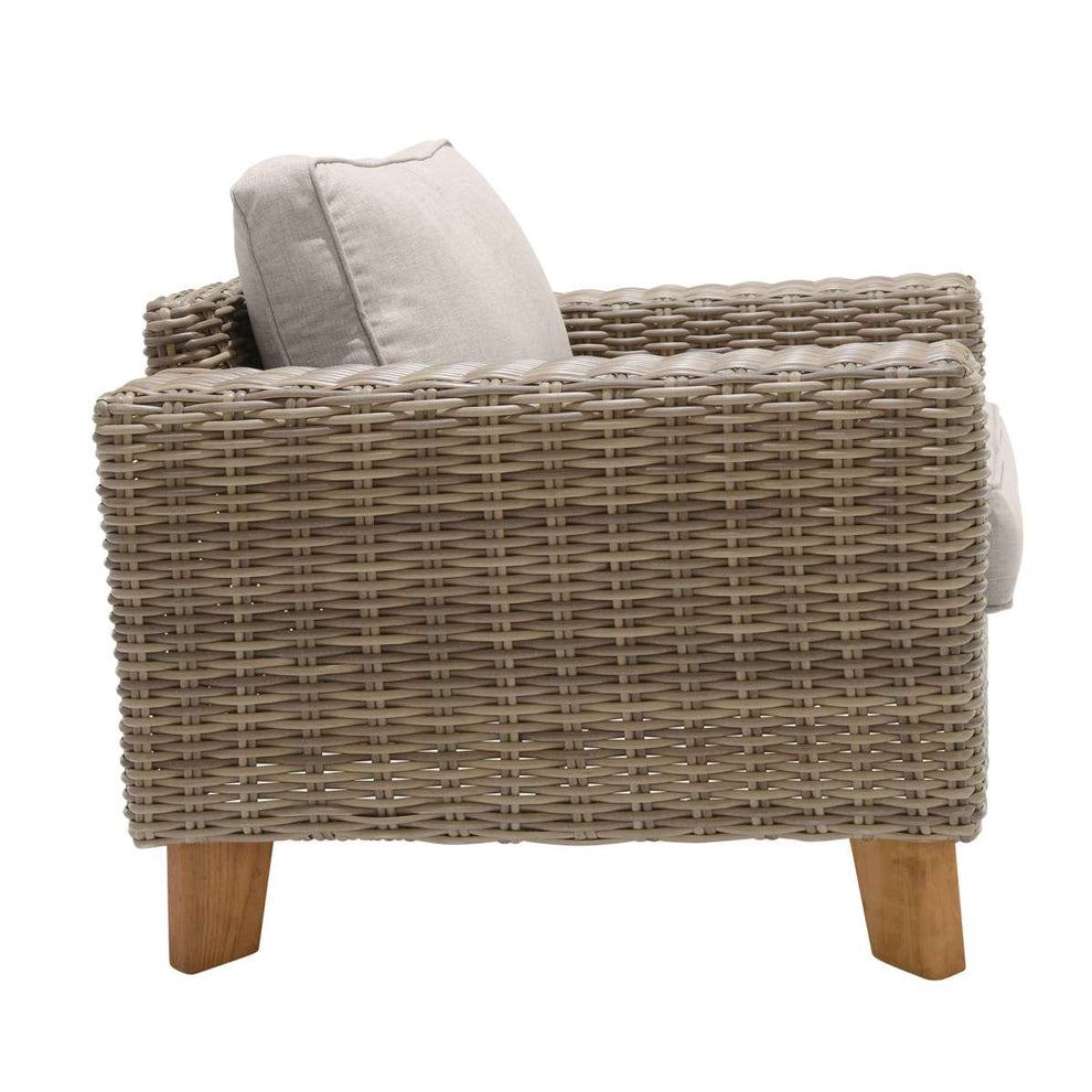 Bahamas Outdoor Wicker & Teak Wood Lounge Chair with Beige Olefin By Armen Living | Outdoor Chairs |  Modishstore  - 7