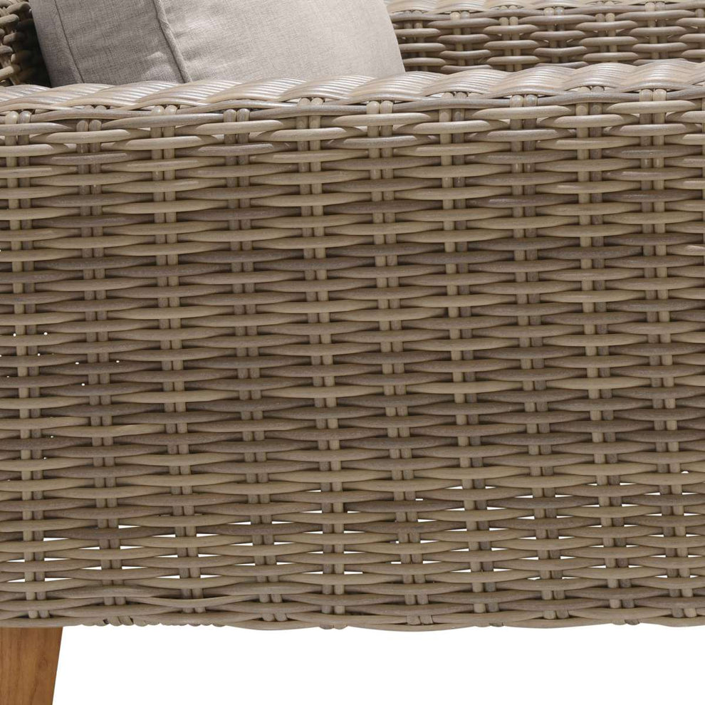 Bahamas Outdoor Wicker & Teak Wood Lounge Chair with Beige Olefin By Armen Living | Outdoor Chairs |  Modishstore  - 9