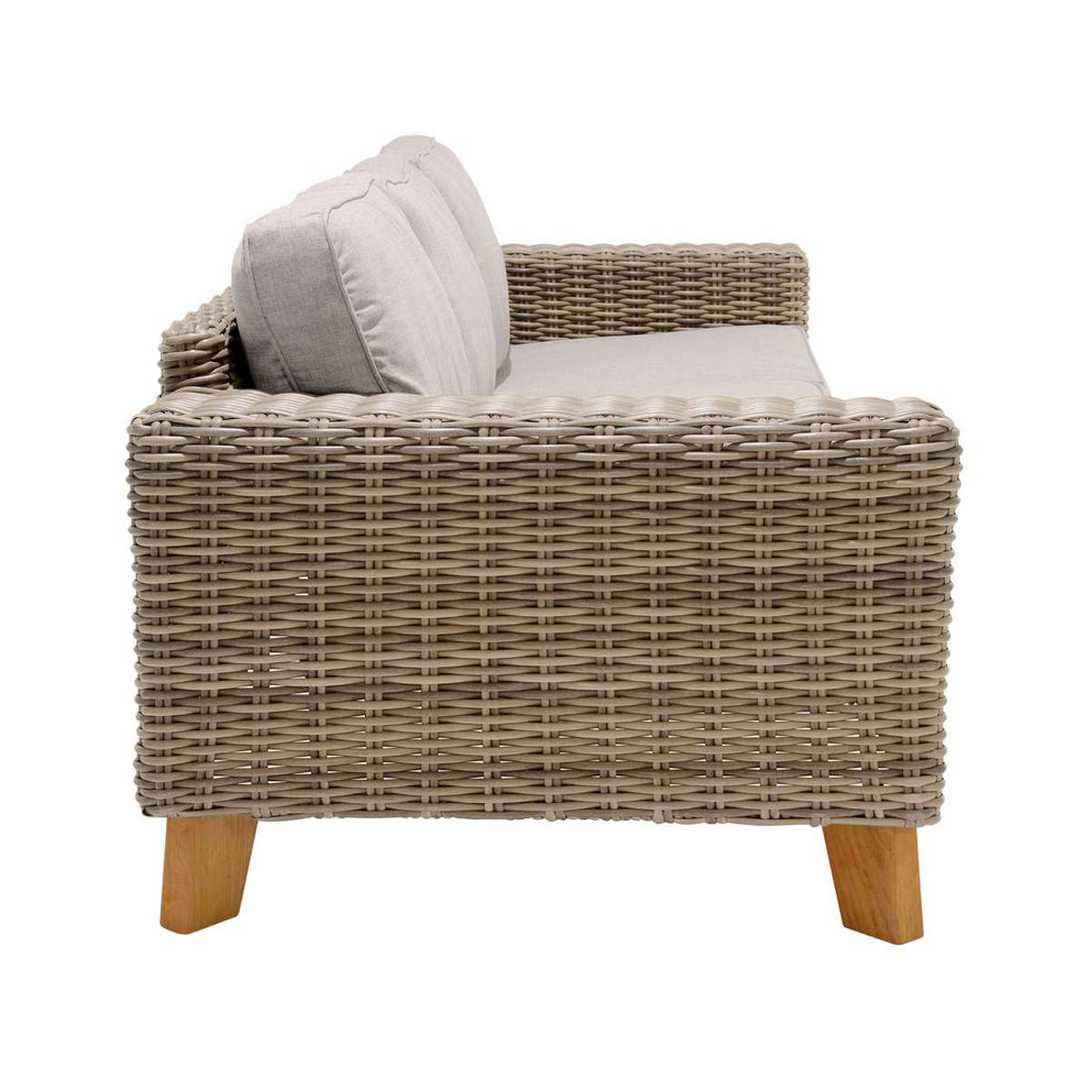 Bahamas Outdoor Wicker & Teak Wood Sofa with Beige Olefin By Armen Living | Outdoor Sofas, Loveseats & Sectionals |  Modishstore  - 6
