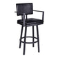 Balboa 26" Counter Height Swivel Vintage Black Faux Leather and Metal Bar Stool with Arms By Armen Living | Bar Stools | Modishstore