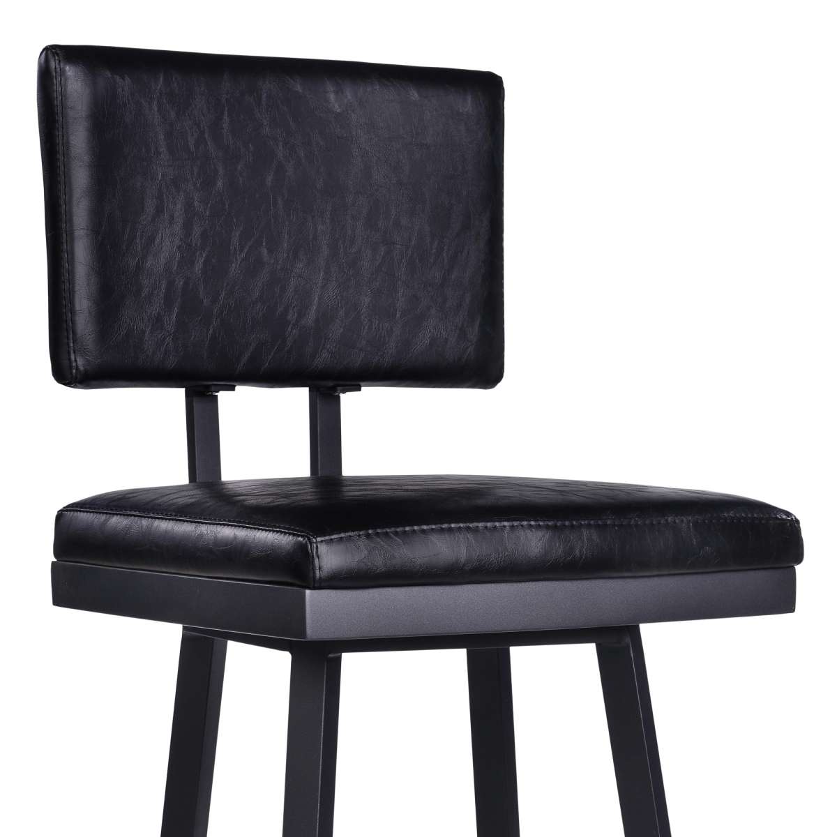 Balboa 26" Counter Height Swivel Vintage Black Faux Leather and Metal Bar Stool By Armen Living | Bar Stools | Modishstore - 3