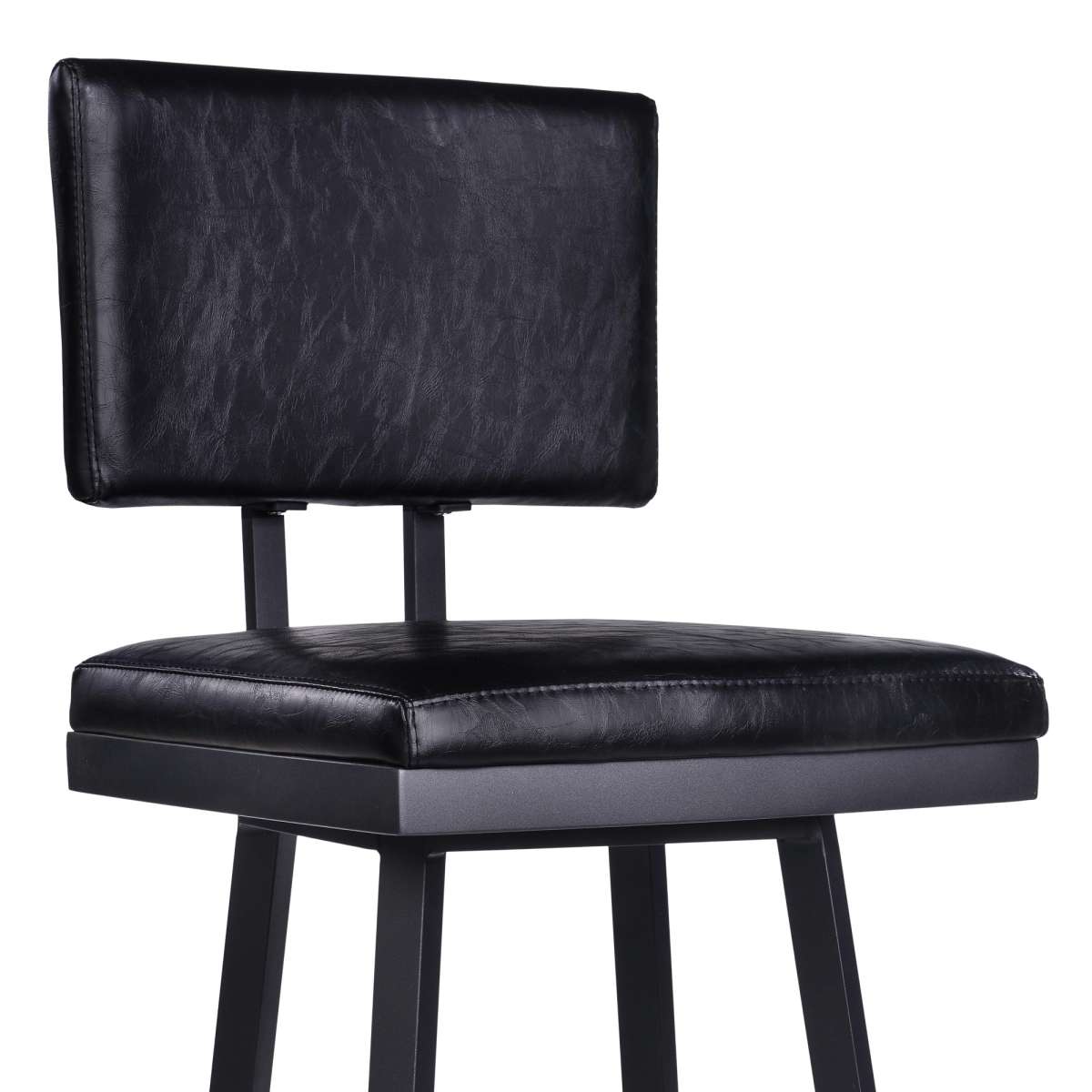 Balboa 30" Bar Height Swivel Vintage Black Faux Leather and Metal Bar Stool By Armen Living | Bar Stools | Modishstore - 3