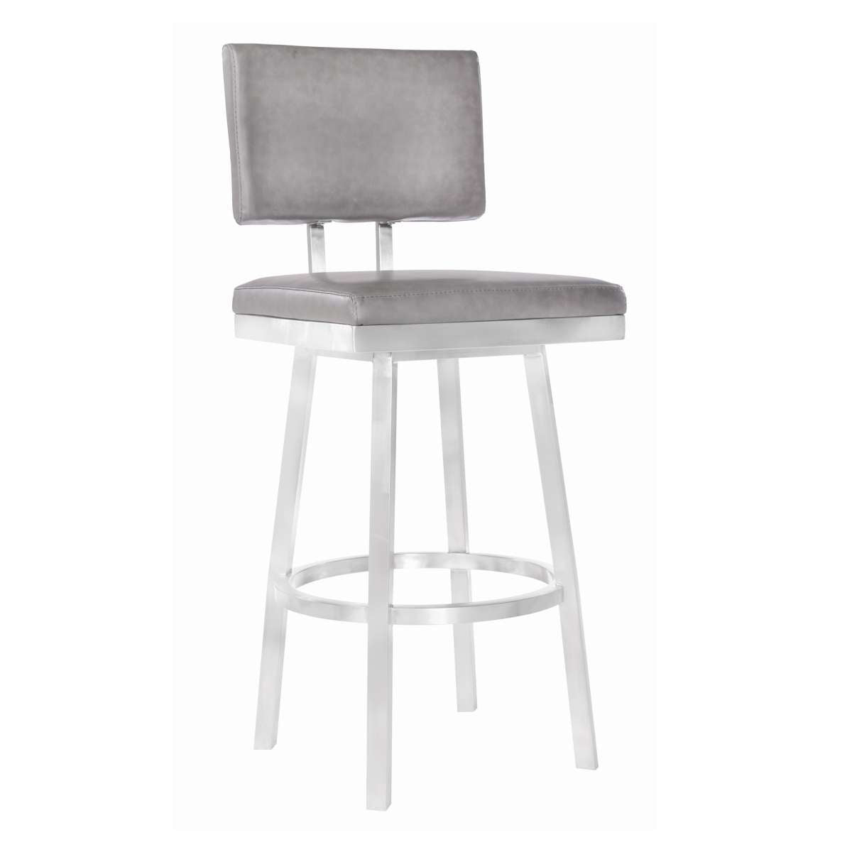 Balboa 26" Counter Height Swivel Vintage Grey Bar Stool  By Armen Living | Bar Stools | Modishstore - 2