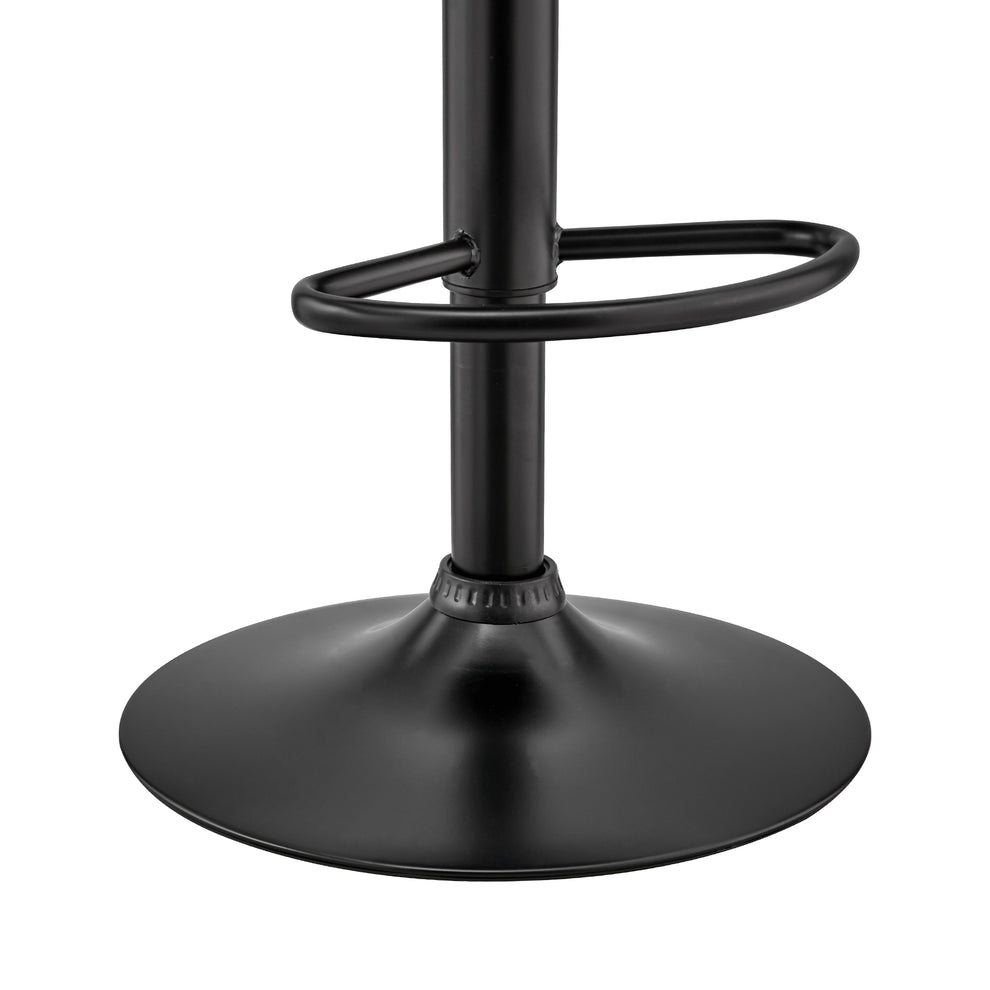 Brock Adjustable Black Faux Leather and Walnut Wood Bar Stool with Black Base By Armen Living | Bar Stools | Modishstore - 8