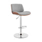 Brock Adjustable Gray Faux Leather and Walnut Wood with Chrome Finish Bar Stool By Armen Living | Bar Stools | Modishstore - 2