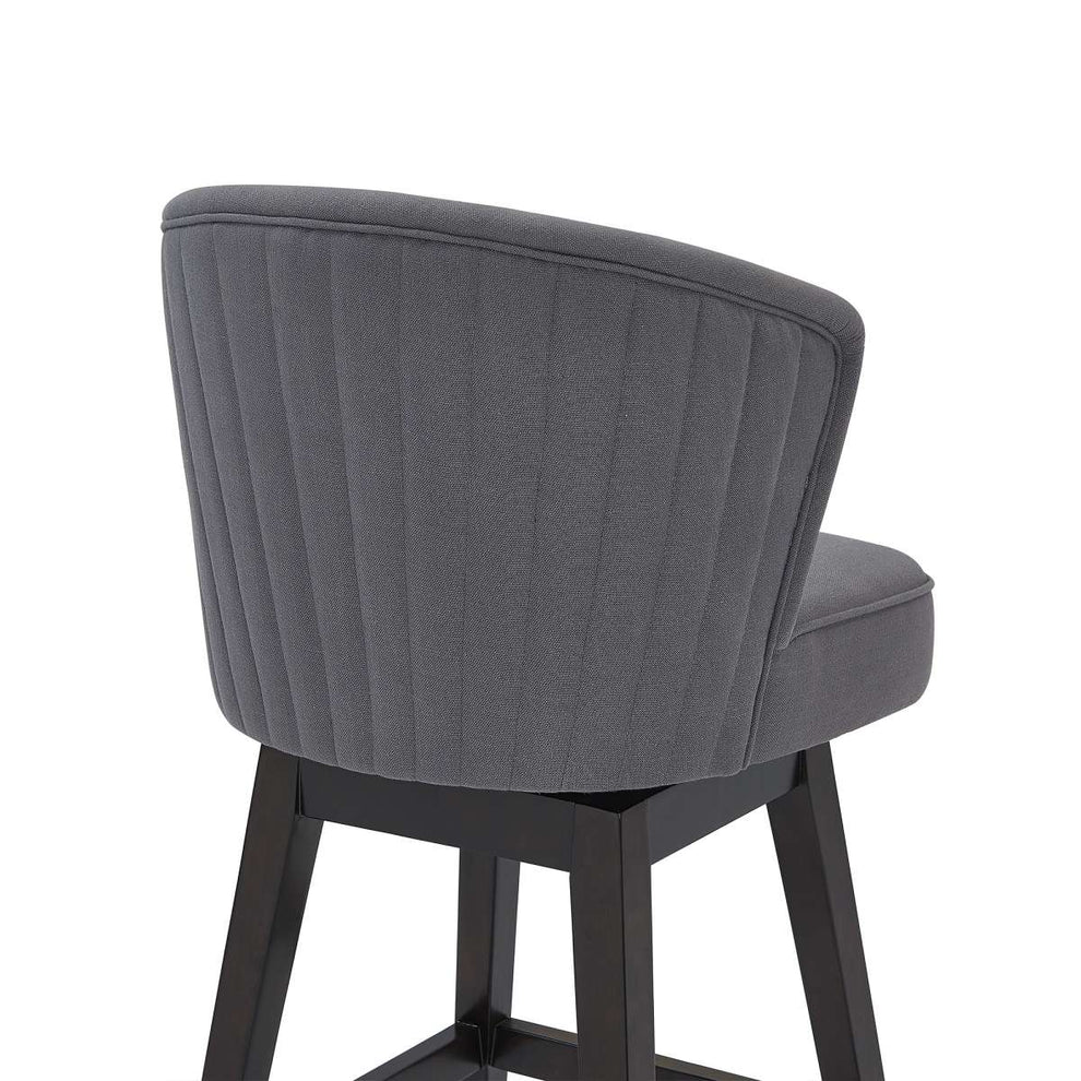 Brandy 26" Counter Height Swivel Grey Fabric and Espresso Wood Bar Stool By Armen Living | Bar Stools |  Modishstore  - 6