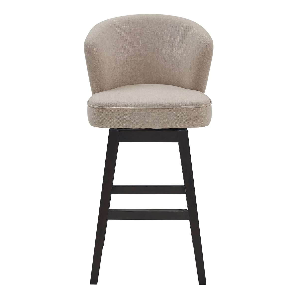 Brandy 30" Bar Height Swivel Tan Fabric and Espresso Wood Bar Stool By Armen Living | Bar Stools |  Modishstore  - 4