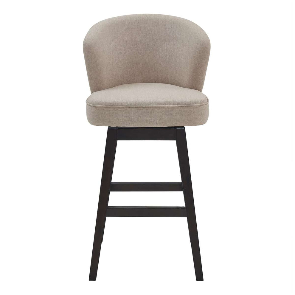 Brandy 30" Bar Height Swivel Tan Fabric and Espresso Wood Bar Stool By Armen Living | Bar Stools |  Modishstore  - 4