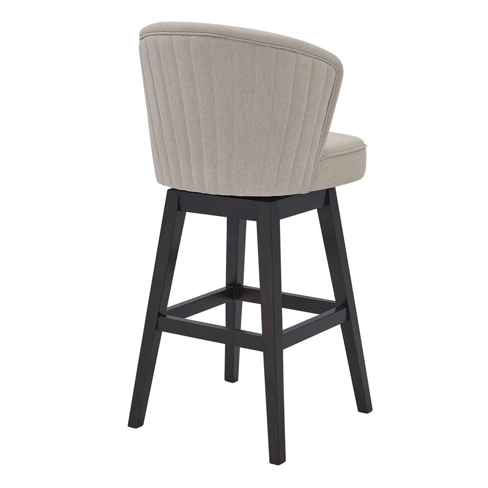 Brandy 30" Bar Height Swivel Tan Fabric and Espresso Wood Bar Stool By Armen Living | Bar Stools |  Modishstore  - 5