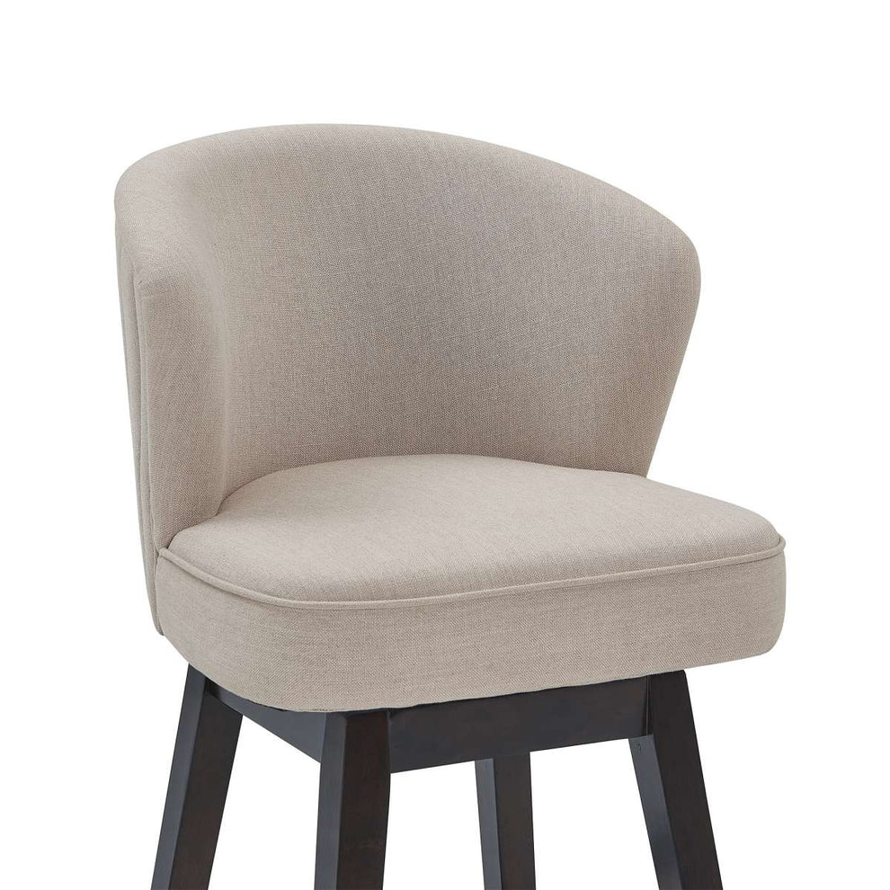 Brandy 30" Bar Height Swivel Tan Fabric and Espresso Wood Bar Stool By Armen Living | Bar Stools |  Modishstore  - 6