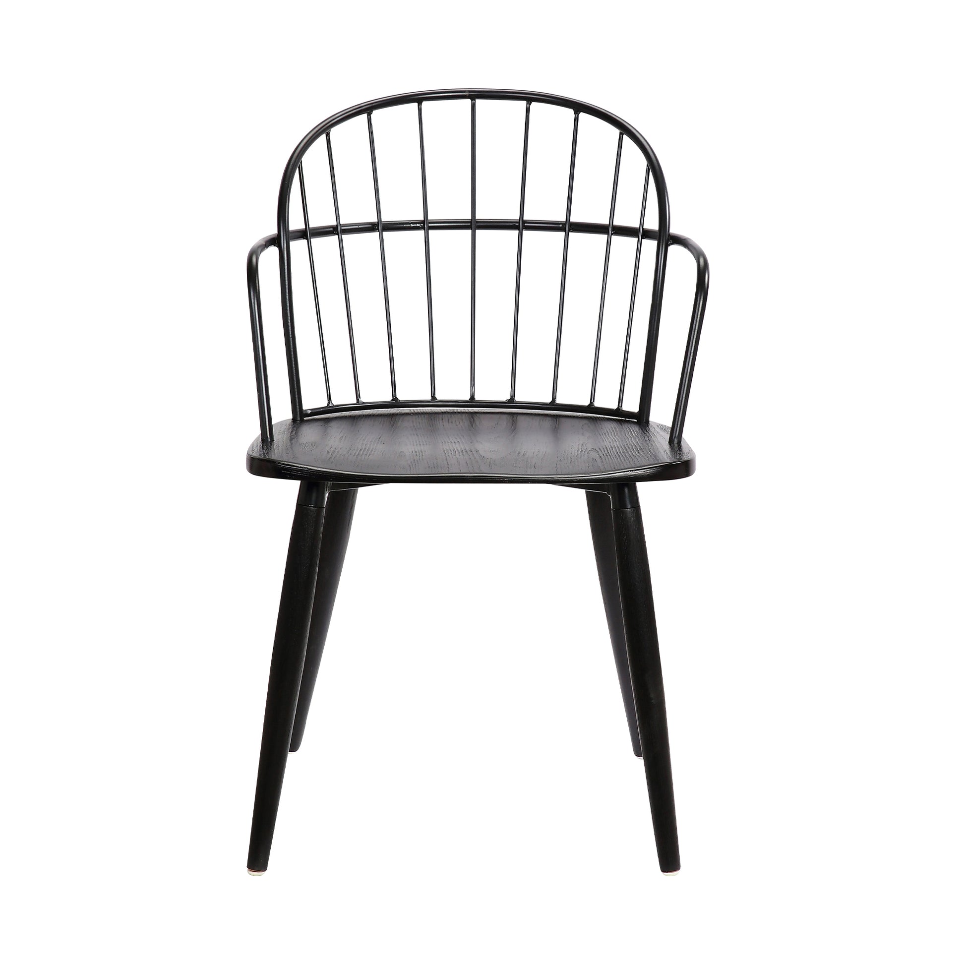 Bradley Steel Framed Side Chair in Black Powder Coated Finish and Black Brushed Wood By Armen Living | Dining Chairs | Modishstore - 2