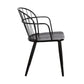 Bradley Steel Framed Side Chair in Black Powder Coated Finish and Black Brushed Wood By Armen Living | Dining Chairs | Modishstore - 3