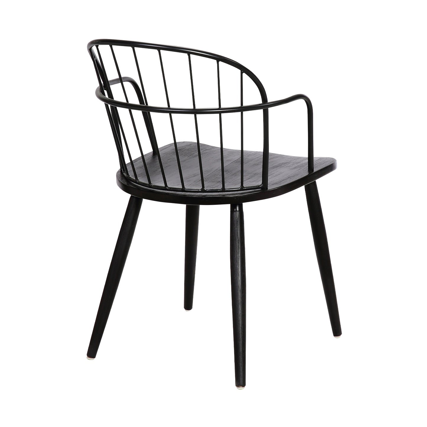 Bradley Steel Framed Side Chair in Black Powder Coated Finish and Black Brushed Wood By Armen Living | Dining Chairs | Modishstore - 4