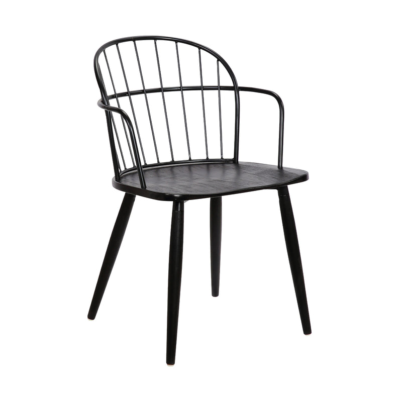 Bradley Steel Framed Side Chair in Black Powder Coated Finish and Black Brushed Wood By Armen Living | Dining Chairs | Modishstore