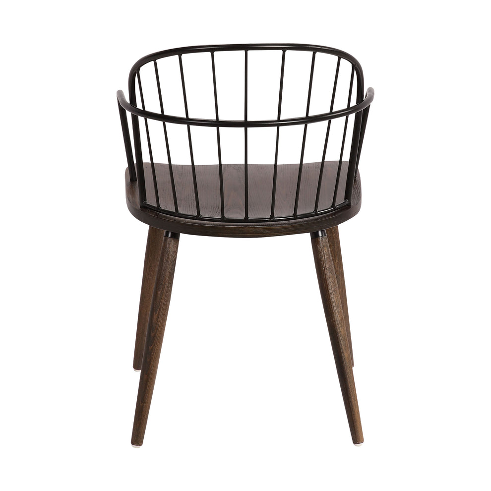 Bradley Steel Framed Side Chair in Black Powder Coated Finish and Walnut Glazed Wood By Armen Living | Dining Chairs | Modishstore - 5