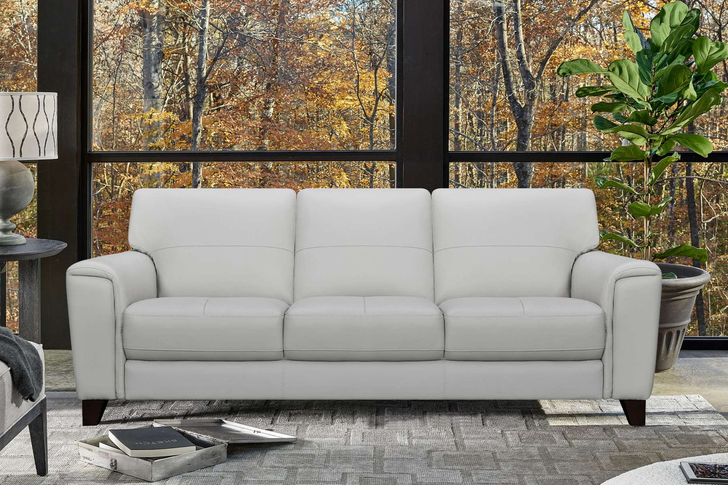 Bergen 87" Dove Gray Genuine Leather Square Arm Sofa By Armen Living | Sofas |  Modishstore 