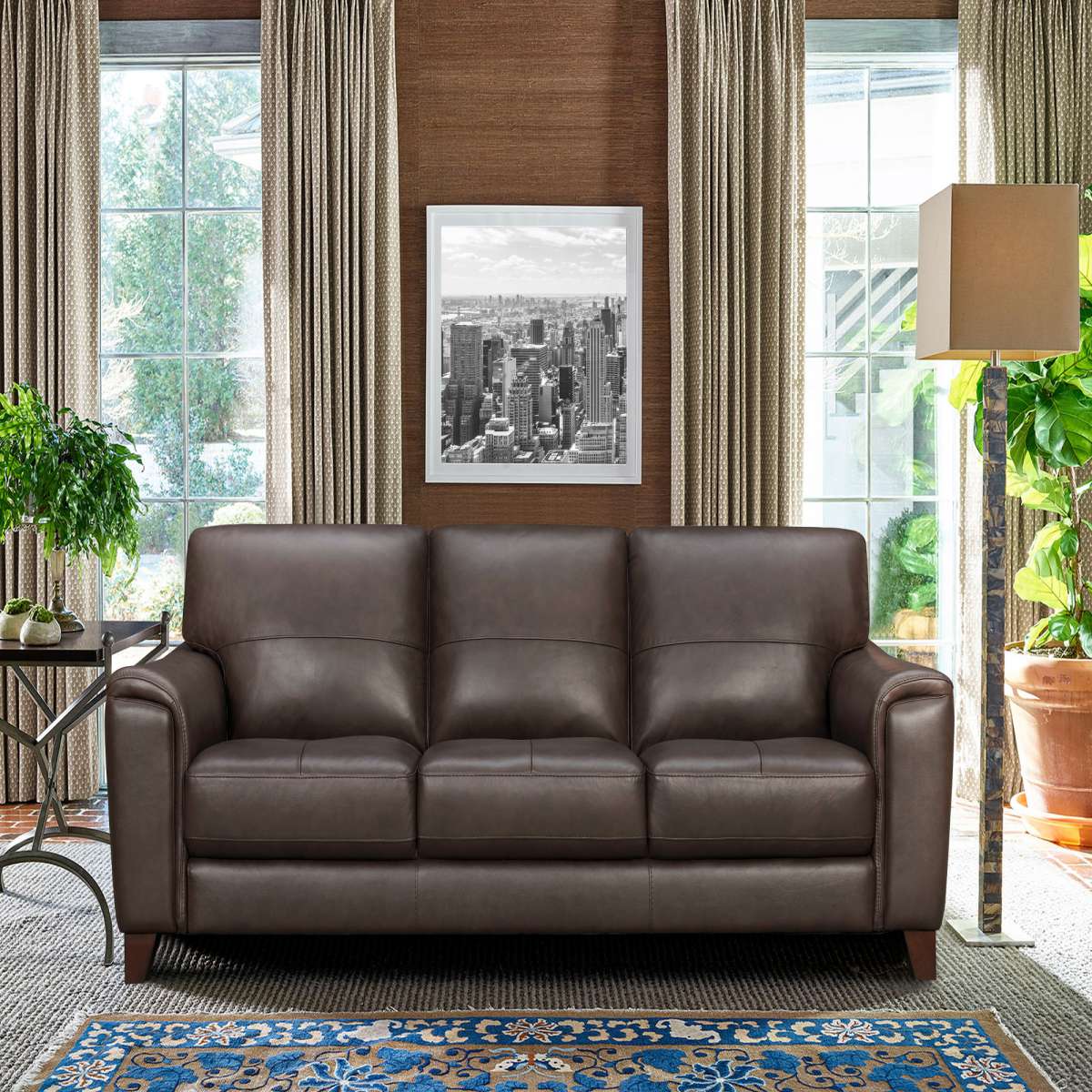 Bergen 87" Dove Gray Genuine Leather Square Arm Sofa By Armen Living | Sofas |  Modishstore  - 14