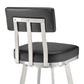 Benjamin 26" Swivel Counter Stool in Brushed Stainless Steel with Black Faux Leather By Armen Living | Bar Stools | Modishstore - 7