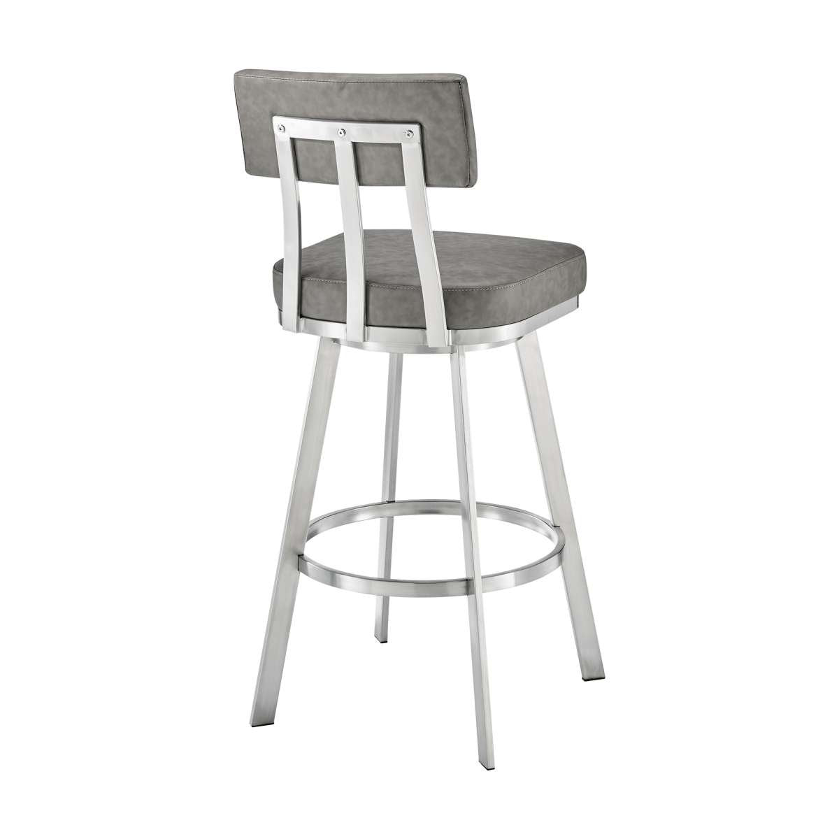 Benjamin 26" Swivel Counter Stool in Brushed Stainless Steel with Gray Faux Leather By Armen Living | Bar Stools | Modishstore - 4