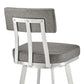Benjamin 26" Swivel Counter Stool in Brushed Stainless Steel with Gray Faux Leather By Armen Living | Bar Stools | Modishstore - 7