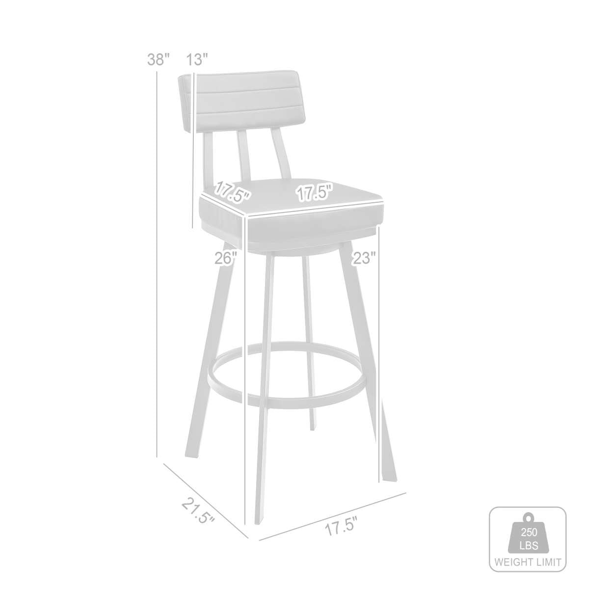 Benjamin 26" Swivel Counter Stool in Brushed Stainless Steel with Gray Faux Leather By Armen Living | Bar Stools | Modishstore - 6