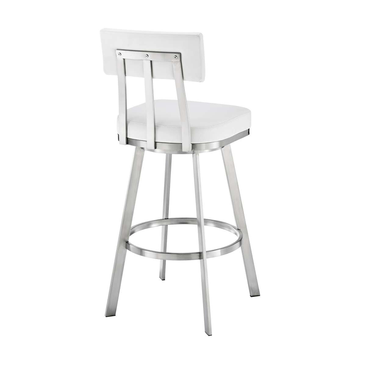 Benjamin 30" Swivel Bar Stool in Brushed Stainless Steel with White Faux Leather By Armen Living | Bar Stools | Modishstore - 4
