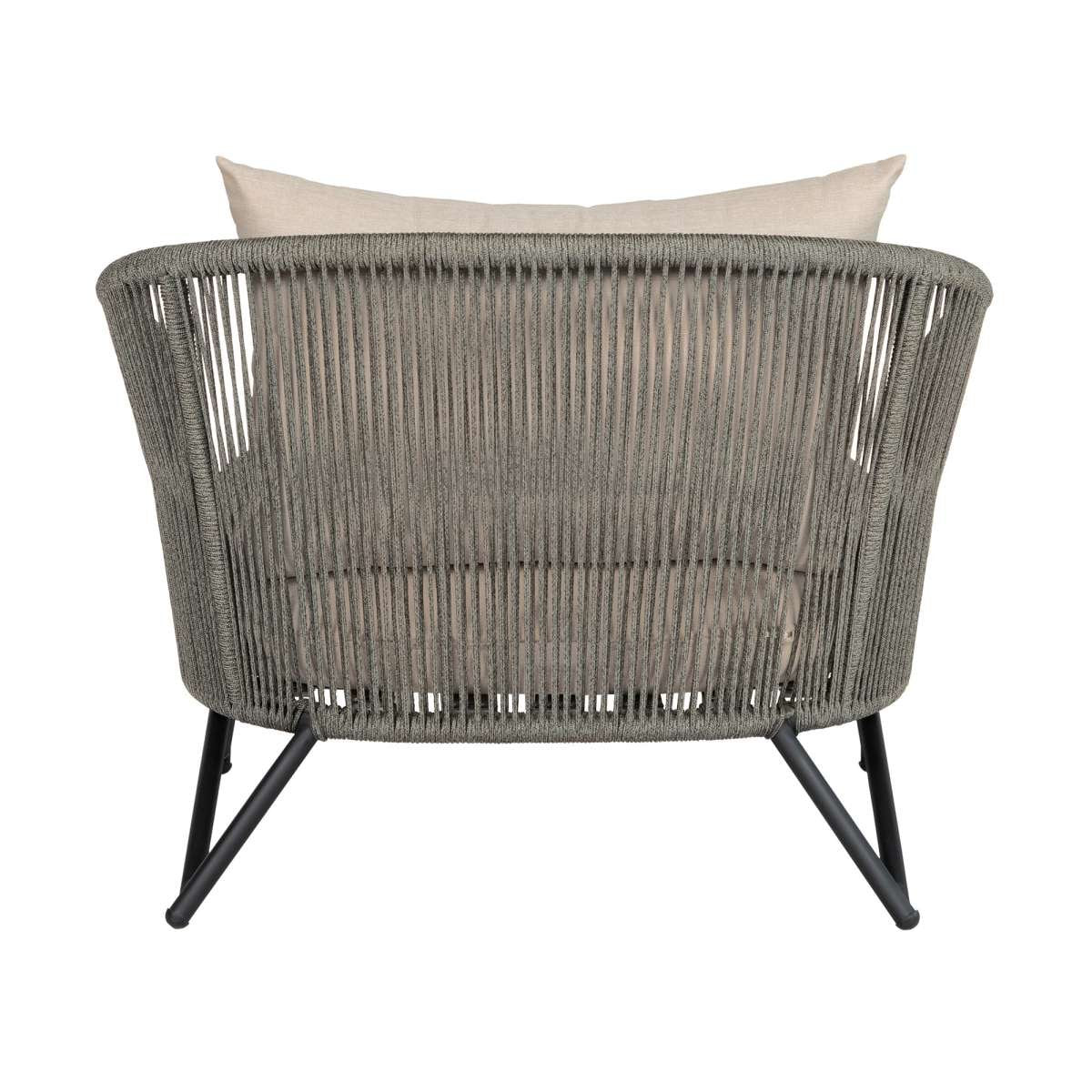 Benicia Outdoor Patio Chair in Black Steel with Gray Rope and Taupe Olefin Cushions By Armen Living | Outdoor Chairs | Modishstore - 5