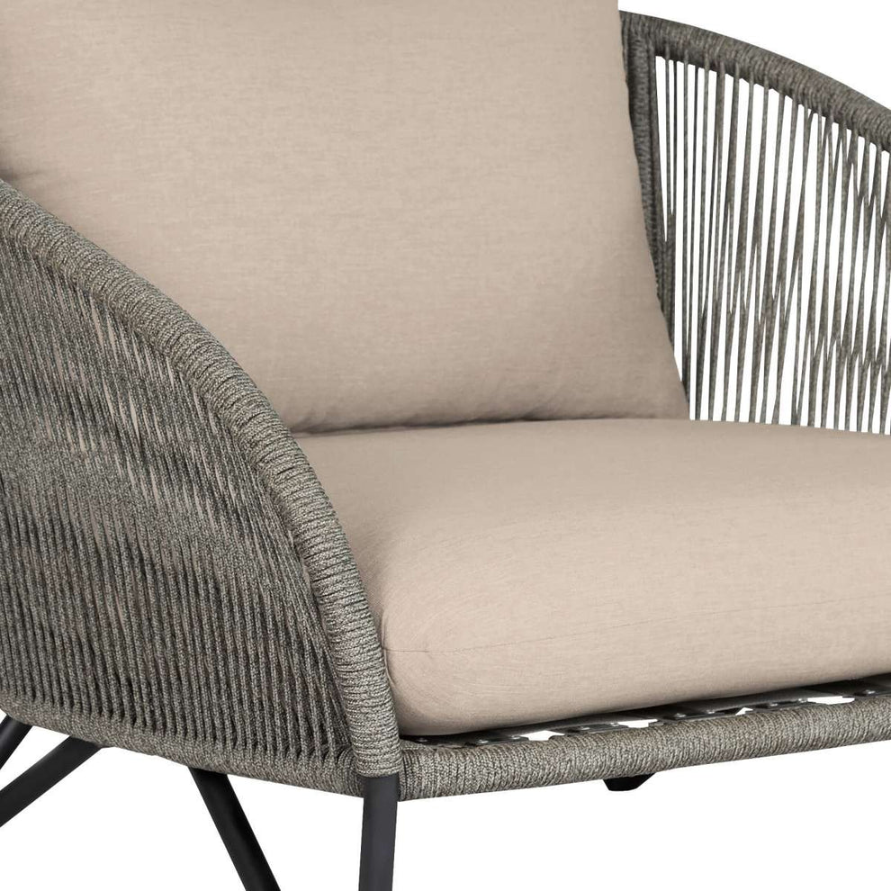 Benicia Outdoor Patio Chair in Black Steel with Gray Rope and Taupe Olefin Cushions By Armen Living | Outdoor Chairs | Modishstore - 6
