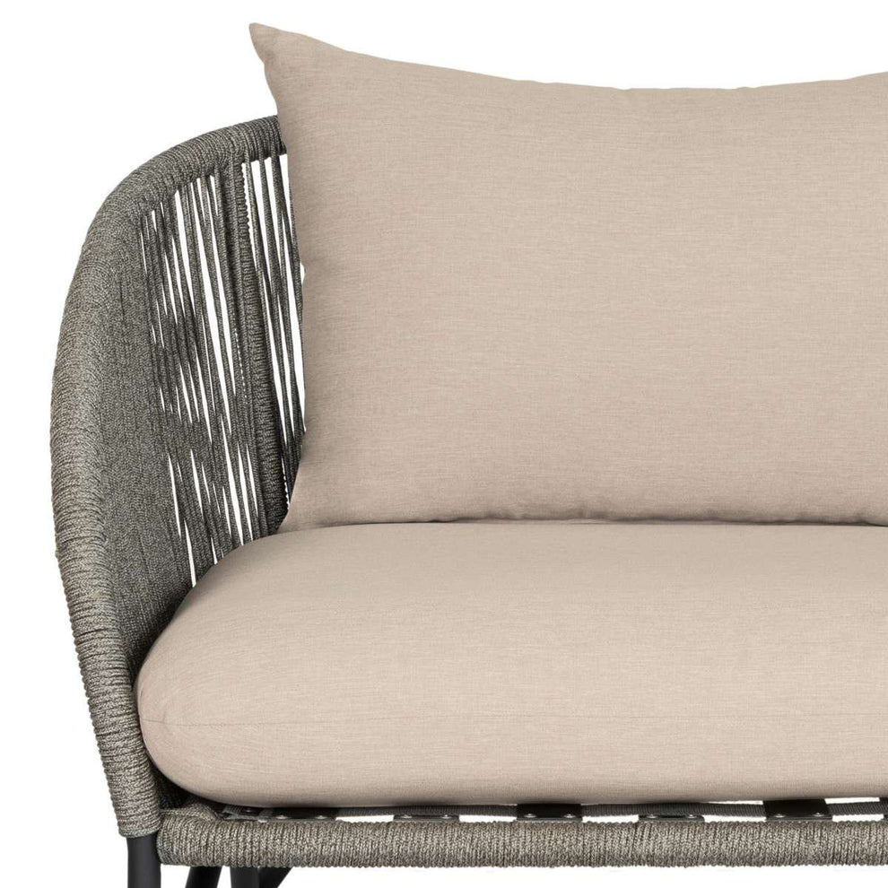 Benicia Outdoor Patio Chair in Black Steel with Gray Rope and Taupe Olefin Cushions By Armen Living | Outdoor Chairs | Modishstore - 9