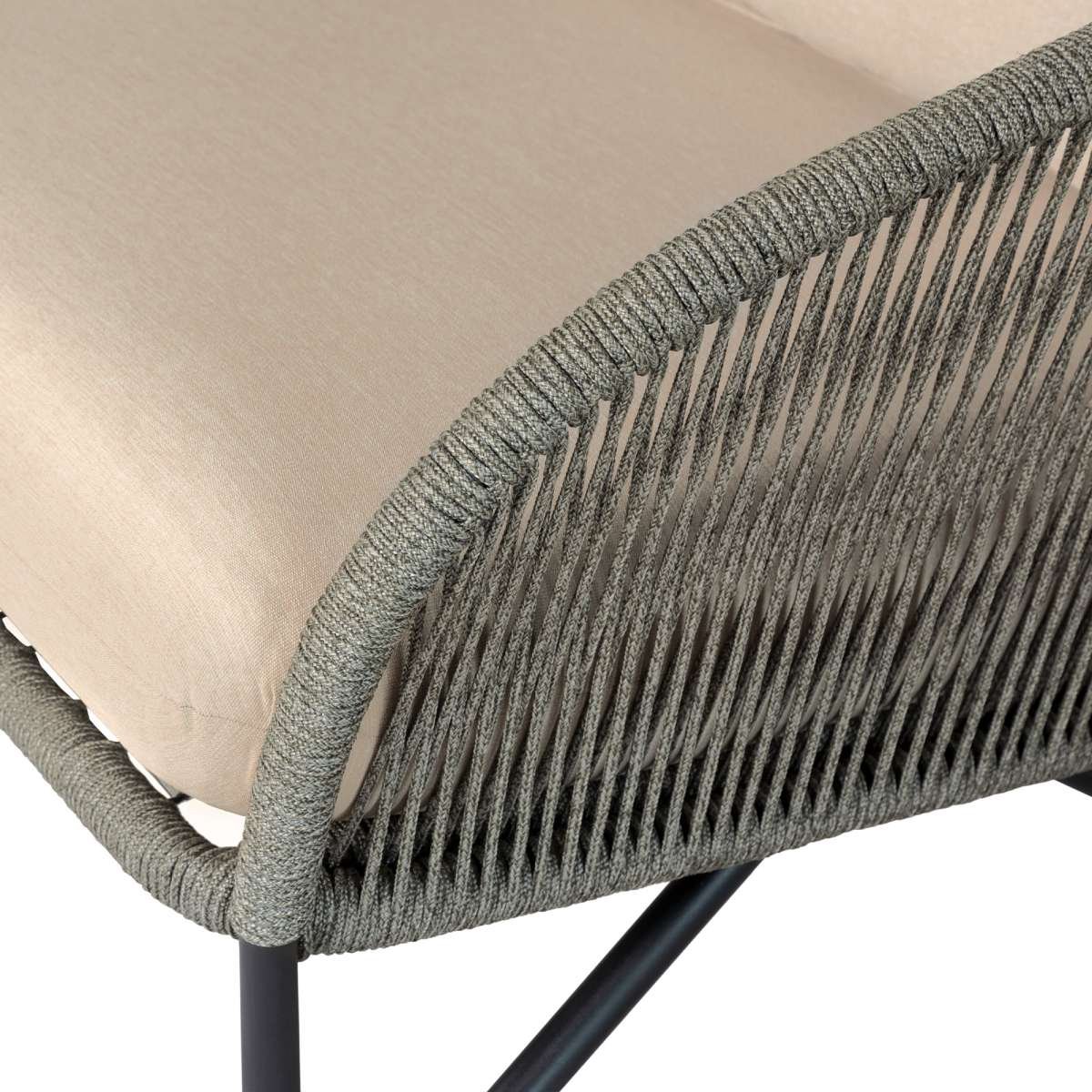 Benicia Outdoor Patio Chair in Black Steel with Gray Rope and Taupe Olefin Cushions By Armen Living | Outdoor Chairs | Modishstore - 7