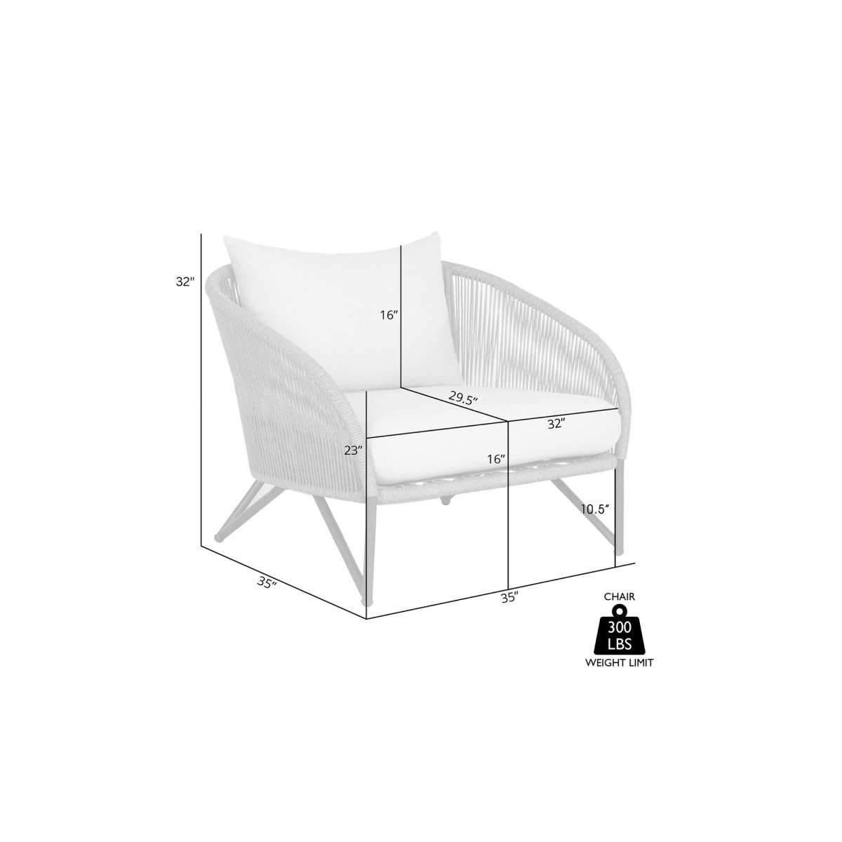 Benicia Outdoor Patio Chair in Black Steel with Gray Rope and Taupe Olefin Cushions By Armen Living | Outdoor Chairs | Modishstore - 8