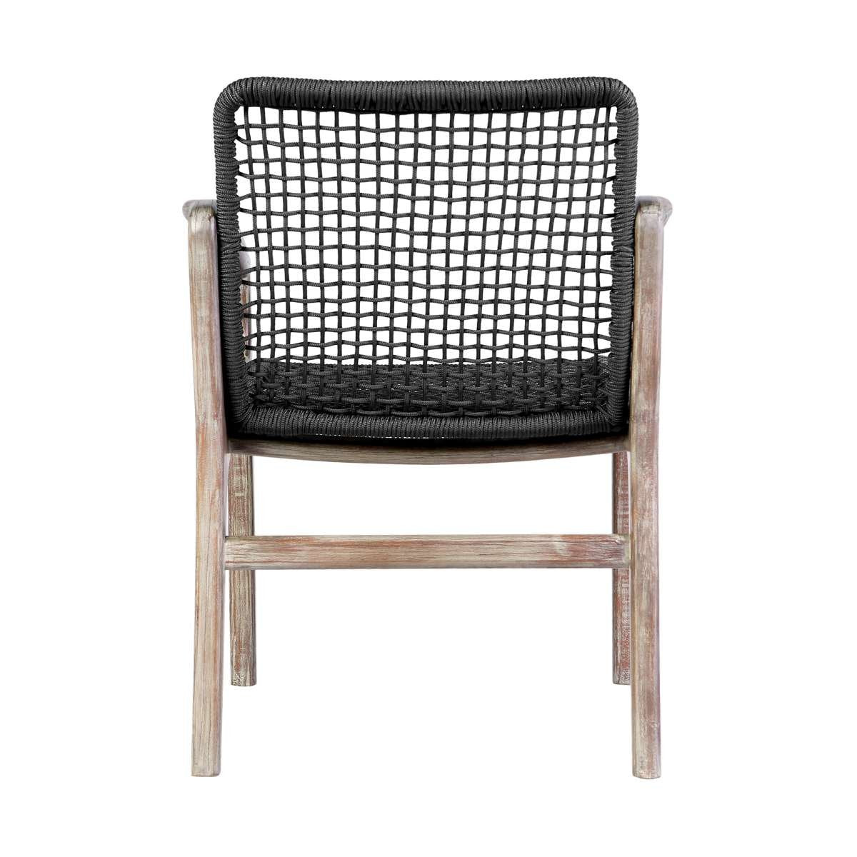 Beckham Outdoor Patio Dining Chair in Light Eucalyptus Wood and Charcoal Rope By Armen Living | Outdoor Chairs | Modishstore - 5