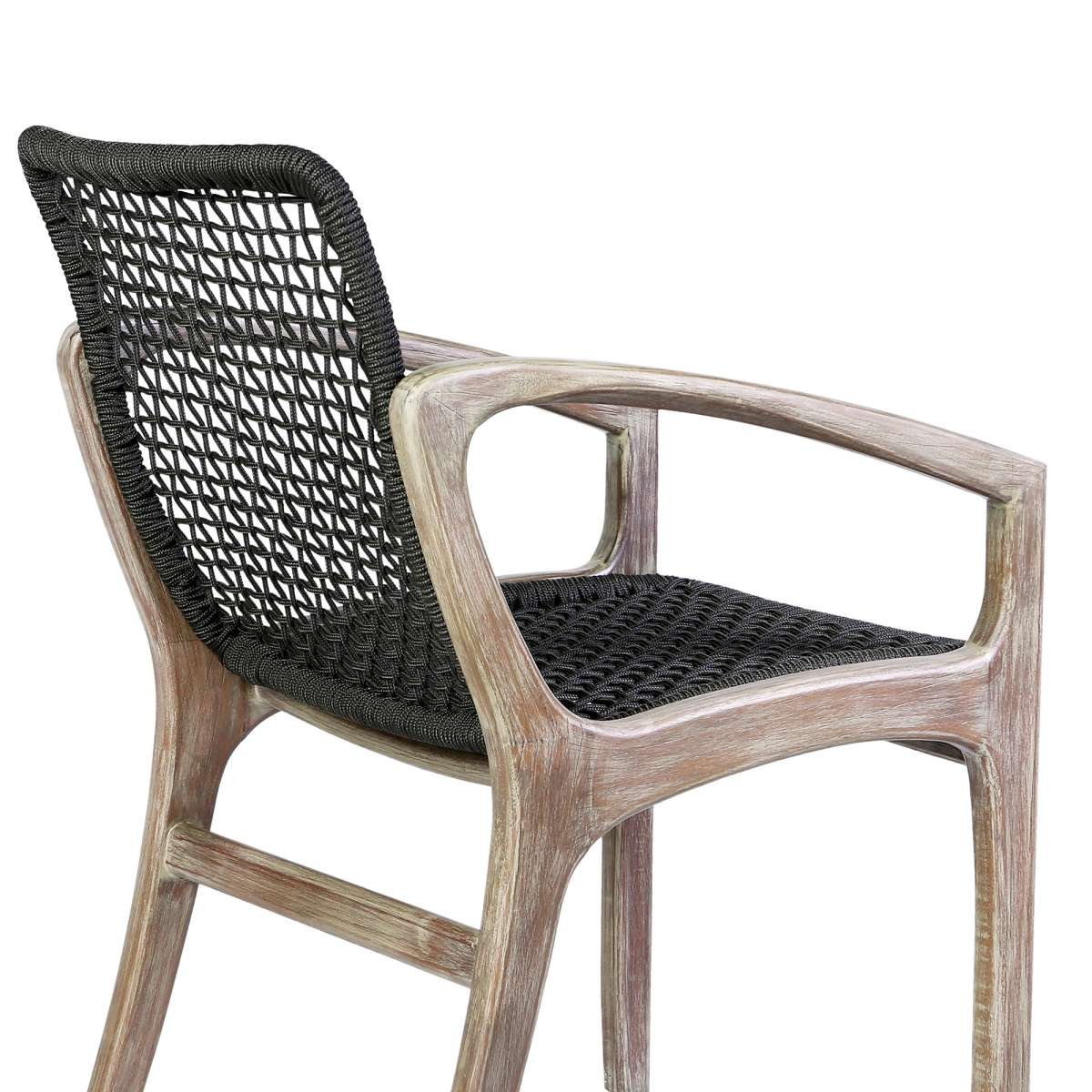 Beckham Outdoor Patio Dining Chair in Light Eucalyptus Wood and Charcoal Rope By Armen Living | Outdoor Chairs | Modishstore - 10