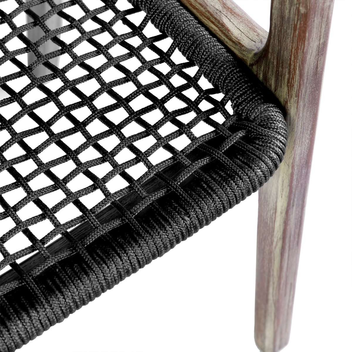 Beckham Outdoor Patio Dining Chair in Light Eucalyptus Wood and Charcoal Rope By Armen Living | Outdoor Chairs | Modishstore - 8