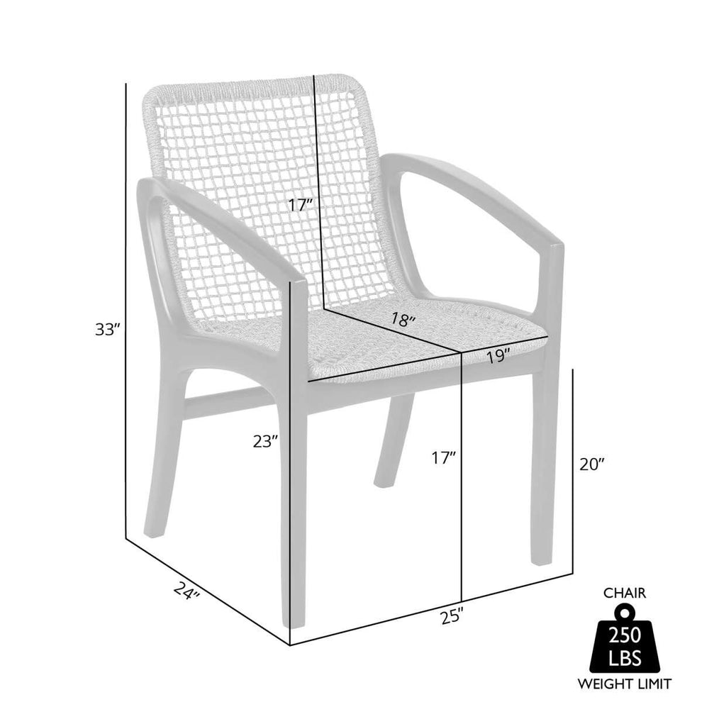 Beckham Outdoor Patio Dining Chair in Dark Eucalyptus Wood and Gray Rope By Armen Living | Outdoor Chairs | Modishstore - 9