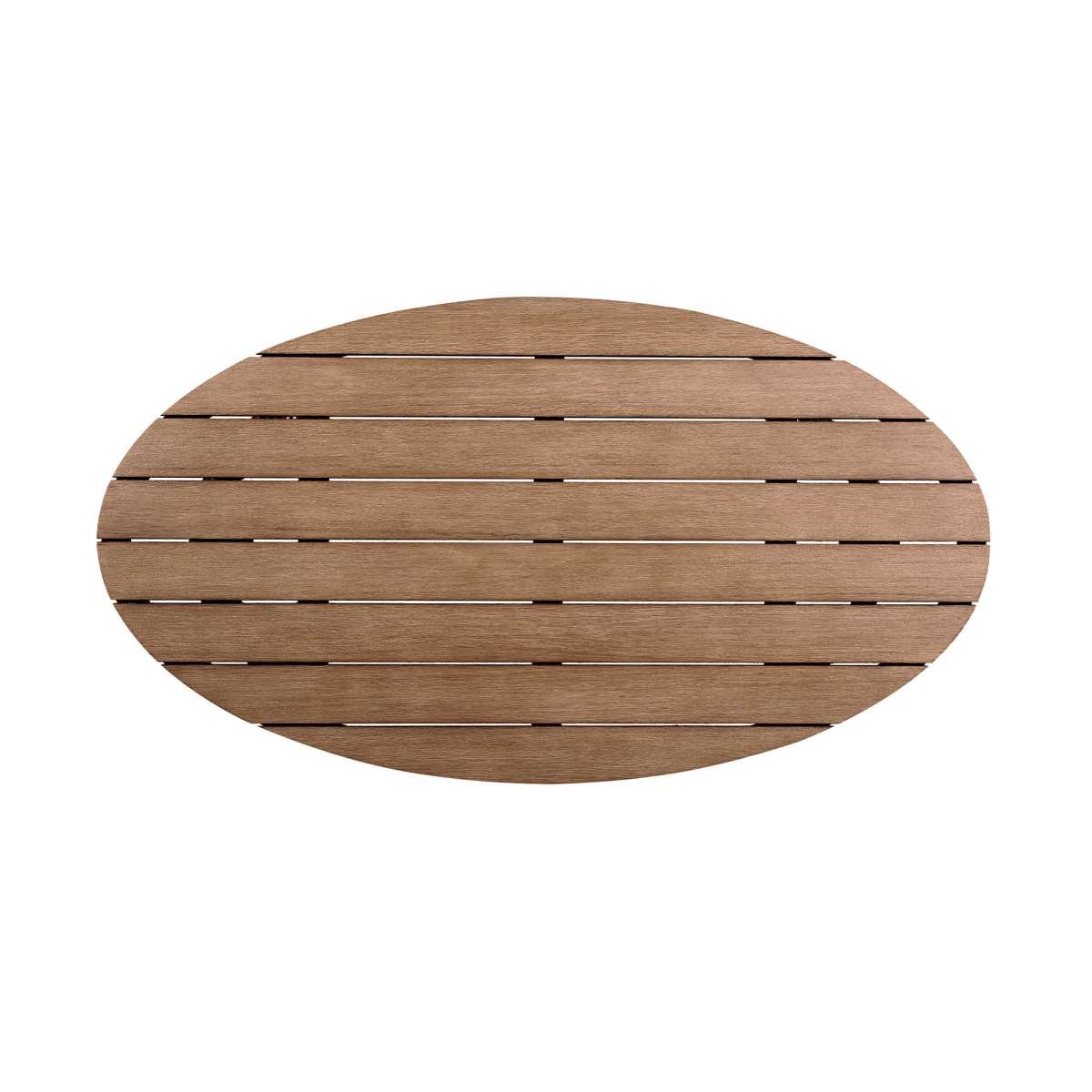 Benicia Outdoor Patio Oval Coffee Table in Weathered Eucalyptus Wood and Gray Rope By Armen Living | Outdoor Tables | Modishstore - 4