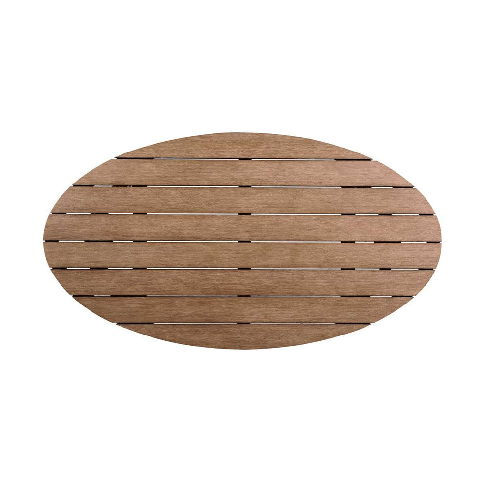 Benicia Outdoor Patio Oval Coffee Table in Weathered Eucalyptus Wood and Gray Rope By Armen Living | Outdoor Tables | Modishstore - 4