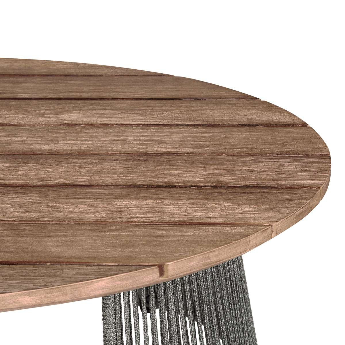 Benicia Outdoor Patio Oval Coffee Table in Weathered Eucalyptus Wood and Gray Rope By Armen Living | Outdoor Tables | Modishstore - 5