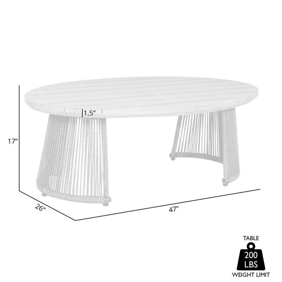Benicia Outdoor Patio Oval Coffee Table in Weathered Eucalyptus Wood and Gray Rope By Armen Living | Outdoor Tables | Modishstore - 7