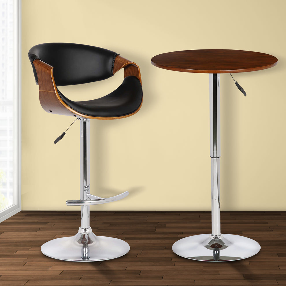 Bentley Adjustable Pub Table in Walnut Wood and Chrome finish By Armen Living | Bar Tables | Modishstore - 3