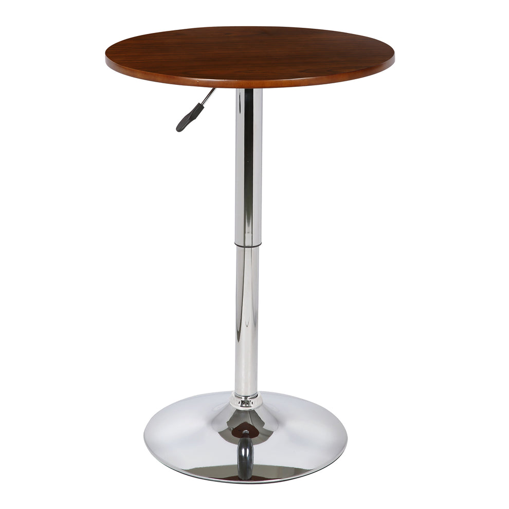 Bentley Adjustable Pub Table in Walnut Wood and Chrome finish By Armen Living | Bar Tables | Modishstore - 2