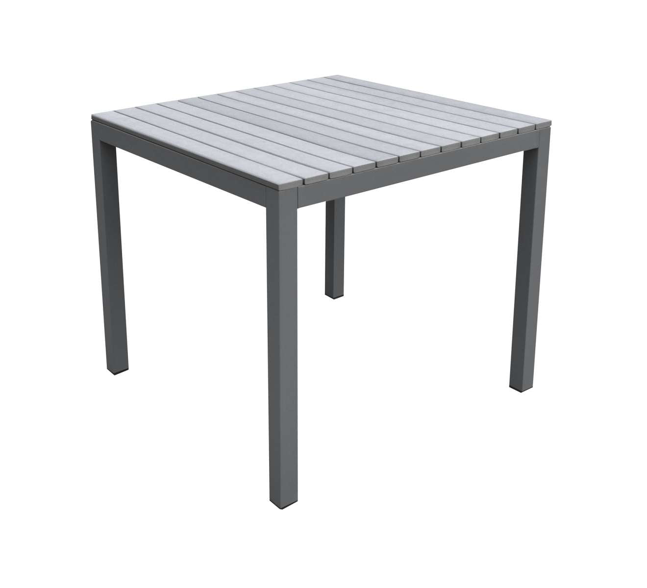 Bistro Outdoor Patio Dining Table in Grey Powder Coated Finish with Grey Wood Top By Armen Living | Outdoor Tables |  Modishstore  - 2