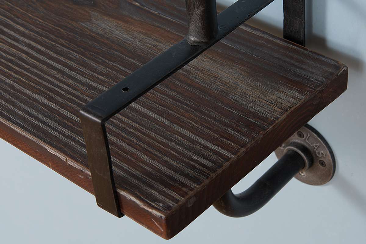 40" Booker Industrial Pine Wood Floating Wall Shelf in Gray and Walnut Finish By Armen Living | Wall Shelf | Modishstore - 3