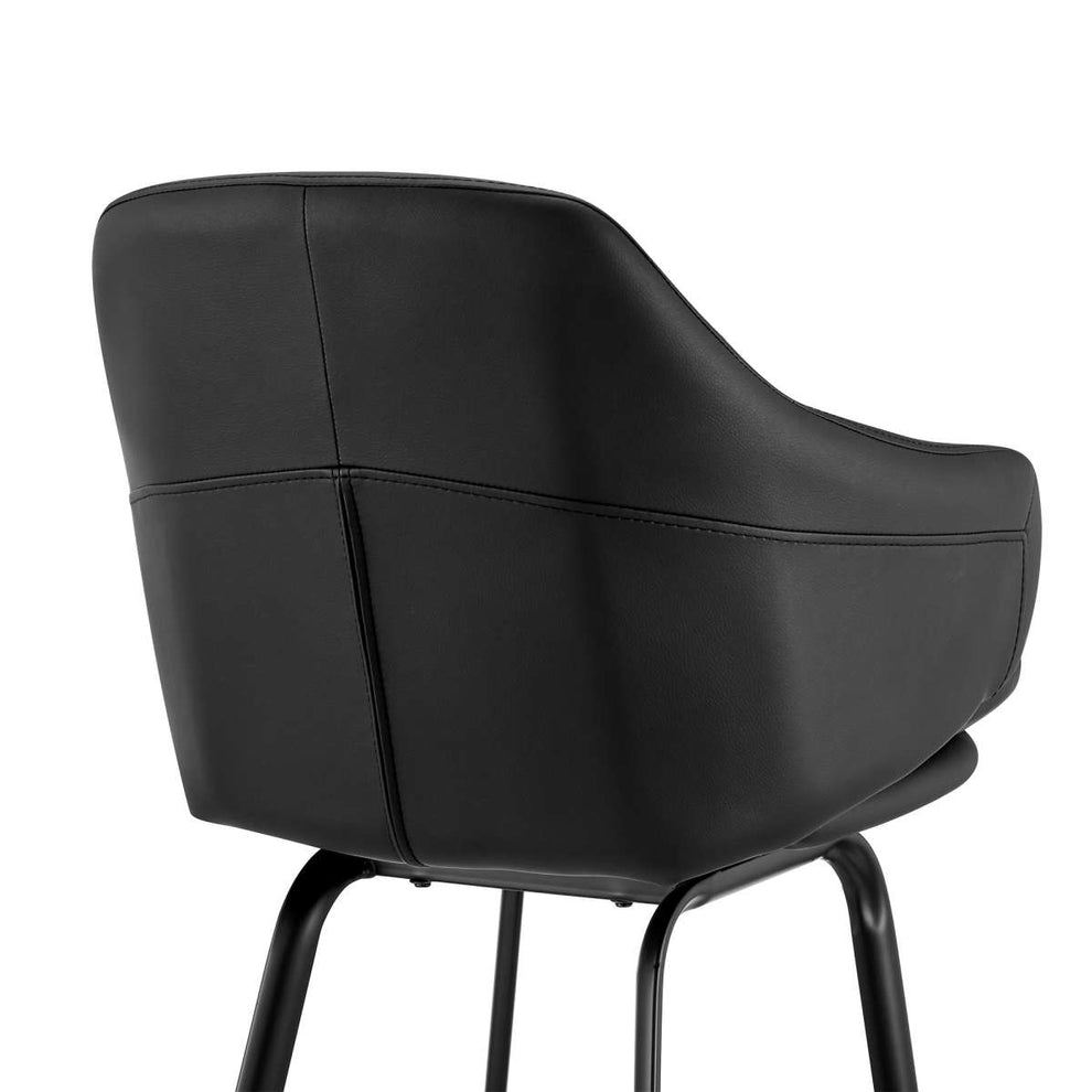 Brigden Black Faux Leather and Black Metal Swivel 26" Counter Stool By Armen Living | Bar Stools | Modishstore - 6