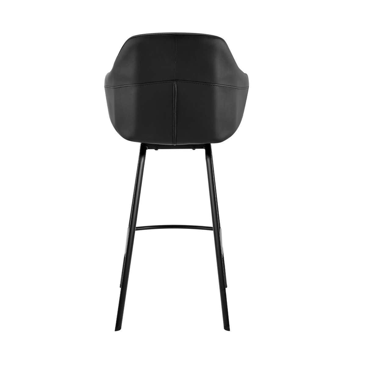 Brigden Black Faux Leather and Black Metal Swivel 30" Bar Stool By Armen Living | Bar Stools | Modishstore - 5