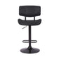 Brooklyn Adjustable Swivel Black Faux Leather and Black Wood Bar Stool with Black Base By Armen Living | Bar Stools | Modishstore - 2