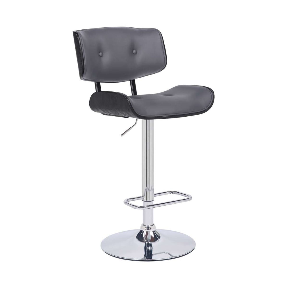 Brooklyn Adjustable Swivel Grey Faux Leather Bar Stool By Armen Living | Bar Stools | Modishstore - 2