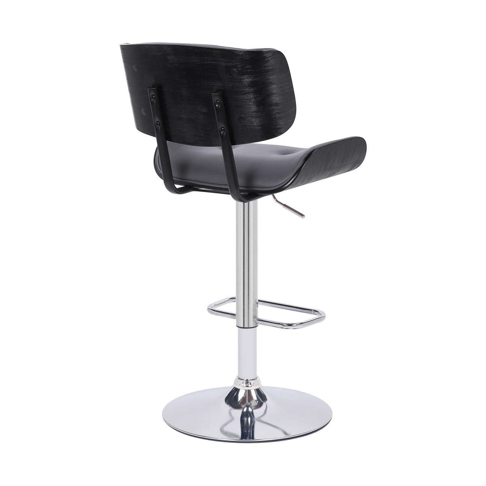 Brooklyn Adjustable Swivel Grey Faux Leather Bar Stool By Armen Living | Bar Stools | Modishstore - 4